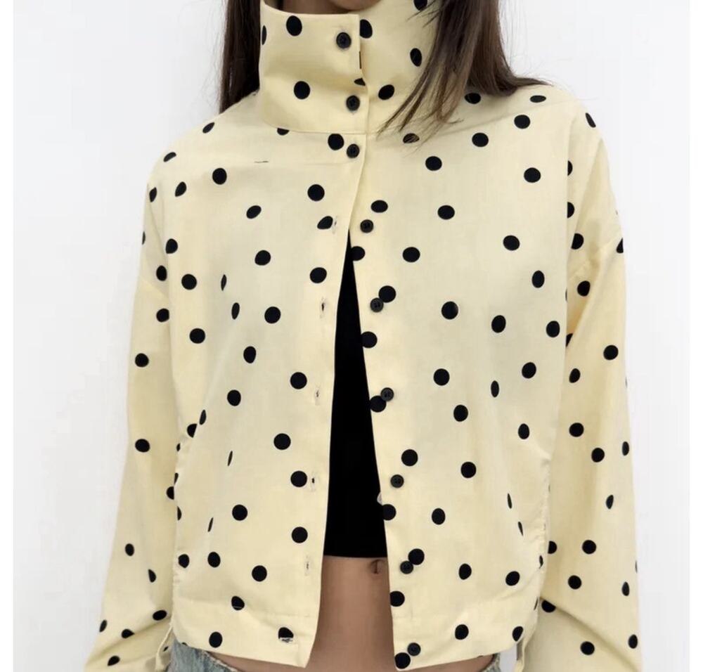 Zara Polka Dot Ruched Jacket Sz L